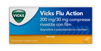 Vicks flu action 200 mg/ 30 mg ibuprofene pseudoefedrina 12 compresse
