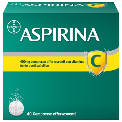 Aspirina c antinfiammatorio antidolorifico per influenza raffreddore e febbre con vitamina c 40 compresse