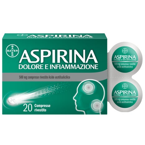 Aspirina dolore e infiammazione antidolorifico antinfiammatorio per mal di testa e dolori 20 compresse