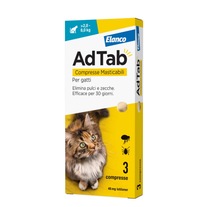Adtab 3 cpr 48 mg gatti 2-8 kg