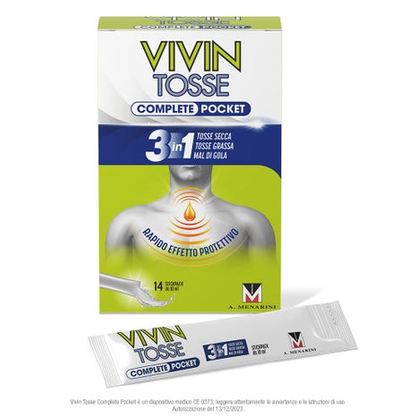 Vivin tosse complete pocket 3 in 1 tosse secca tosse grassa mal di gola 14 stick