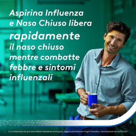 Aspirina influenza e naso chiuso antidolorifico decongestionante contro sintomi influenzali 10 buste