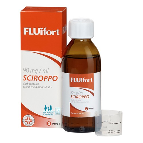 Fluifort 9% carbocisteina sciroppo mucolitico 200 ml con misurino