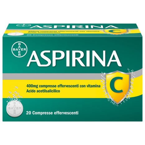 Aspirina c antinfiammatorio antidolorifico per influenza raffreddore e febbre con vitamina c 20 compresse