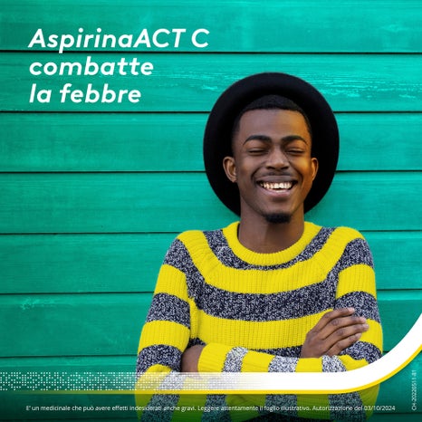 Aspirinaact c antinfiammatorio e antidolorifico per febbre e influenza con vitamina c 10 compresse effervescenti