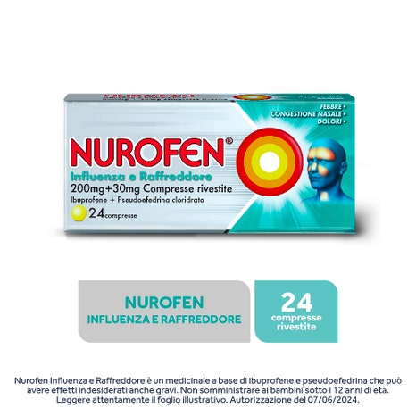 Nurofen influenza e raffreddore 200mg + 30mg 24 compresse riv