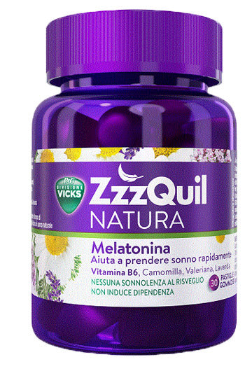 Zzzquil natura integratore per dormire 30 pastiglie gommose frutti di bosco