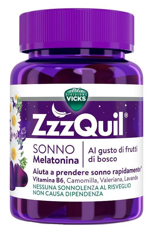 Zzzquil natura integratore per dormire 30 pastiglie gommose frutti di bosco