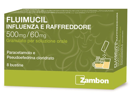 Fluimucil influenza e raffreddore 500 mg/60 mg granulato 8 bustine