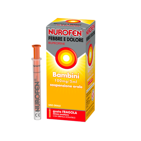 Nurofen febbre e dolore bambini -  ibuprofene sospensione orale 100mg/5ml - gusto fragola