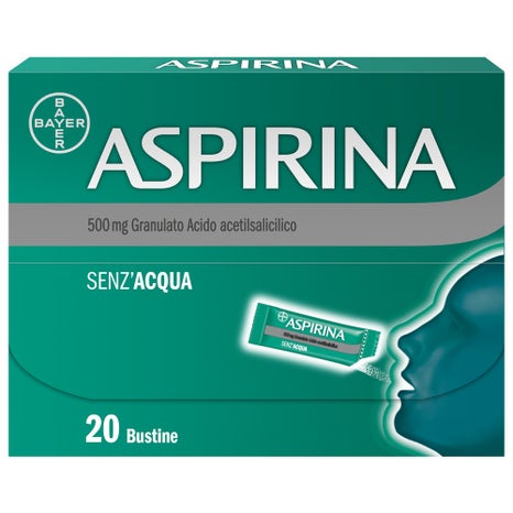 Aspirina in granuli senz'acqua antidolorifico e antinfiammatorio contro mal di testa e dolore 20 bustine