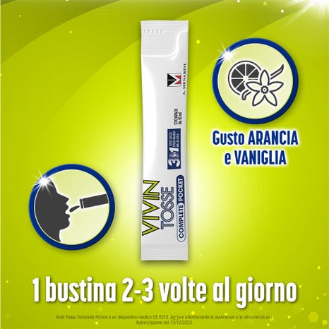 Vivin tosse complete pocket 3 in 1 tosse secca tosse grassa mal di gola 14 stick